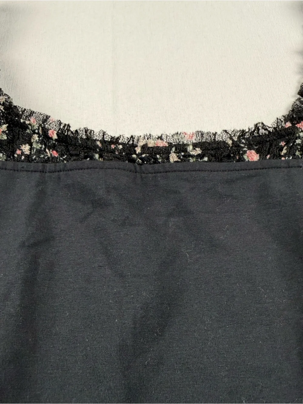 Free People Black Lace-Sleeve Long Sleeve Tee